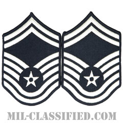 上級曹長（Senior Master Sergeant）[カラー/メロウエッジ/空軍階級章（1991-）/Large（男性用）/パッチ/ペア（2枚1組）]画像