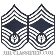 空軍最先任上級曹長（CMSAF）[カラー/メロウエッジ/空軍階級章（1991-2004）/Large（男性用）/パッチ/ペア（2枚1組）]画像