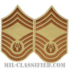 空軍最先任上級曹長（CMSAF）[デザート/メロウエッジ/空軍階級章（1991-2004）/Large（男性用）/パッチ/ペア（2枚1組）]画像