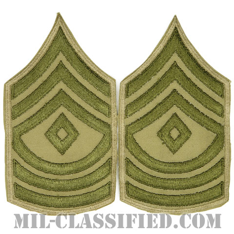 先任曹長（First Sergeant）[ツイル生地刺繍タイプ/カーキ/カットエッジ/階級章（1942-1948）/パッチ/ペア2枚1組]の画像