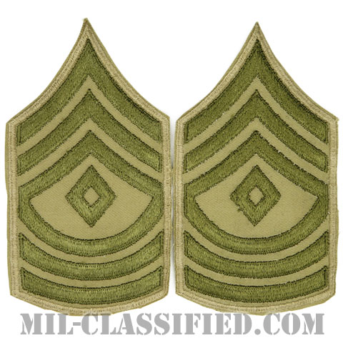 先任曹長（First Sergeant）[ツイル生地刺繍タイプ/カーキ/カットエッジ/階級章（1942-1948）/パッチ/ペア2枚1組]画像