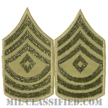 先任曹長（First Sergeant）[ツイル生地刺繍タイプ/カーキ/カットエッジ/階級章（1942-1948）/パッチ/ペア2枚1組]画像
