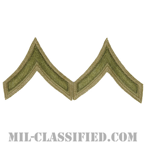 一等兵（Private First Class (PFC)）[ツイル生地刺繍タイプ/カーキ/カットエッジ/階級章（1942-1948）/パッチ/ペア2枚1組]の画像