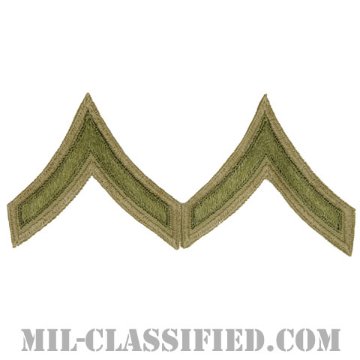 一等兵（Private First Class (PFC)）[ツイル生地刺繍タイプ/カーキ/カットエッジ/階級章（1942-1948）/パッチ/ペア2枚1組]画像