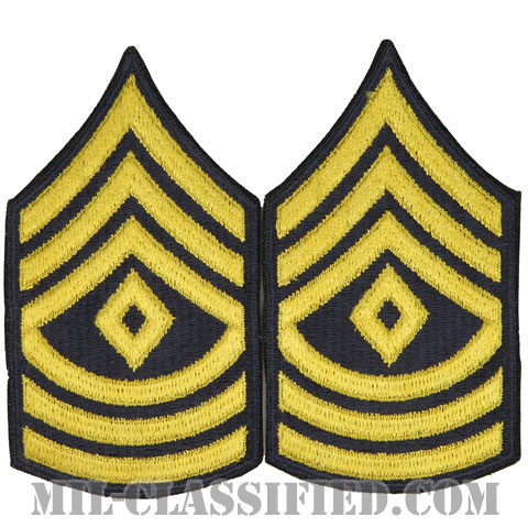 先任曹長（First Sergeant (1SG)）[カラー（ブルー）/男性用/カットエッジ/階級章（1959-）/パッチ/ペア2枚1組]の画像
