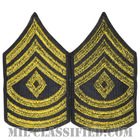 先任曹長（First Sergeant (1SG)）[カラー（ブルー）/男性用/カットエッジ/階級章（1959-）/パッチ/ペア2枚1組]画像