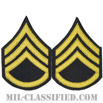 二等軍曹（Staff Sergeant (SSG)）[カラー（ブルー）/男性用/カットエッジ/階級章（1959-）/パッチ/ペア2枚1組]画像