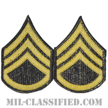 二等軍曹（Staff Sergeant (SSG)）[カラー（ブルー）/男性用/カットエッジ/階級章（1959-）/パッチ/ペア2枚1組]画像
