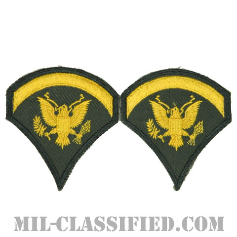 特技兵 (SP5)（Specialist 5）[カラー（グリーン）/男性用/カットエッジ/階級章（1959-1985）/パッチ/ペア2枚1組]画像