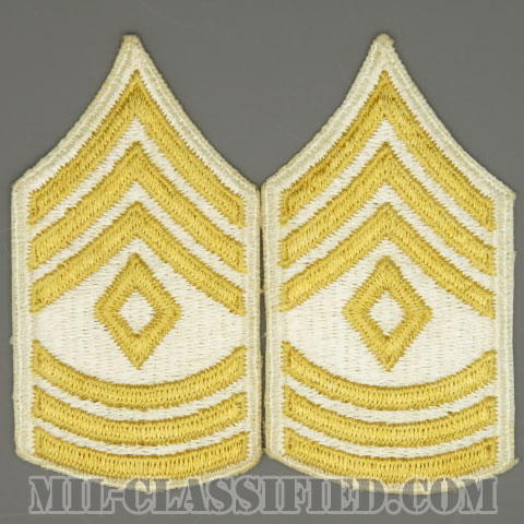 先任曹長（First Sergeant (1SG)）[カラー（ホワイト）/女性用/カットエッジ/階級章（1959-）/パッチ/ペア2枚1組]の画像