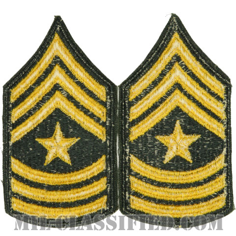 上級曹長（Sergeant Major (SGM)）[カラー（グリーン）/女性用/カットエッジ/階級章（1959-）/パッチ/ペア（2枚1組）]画像