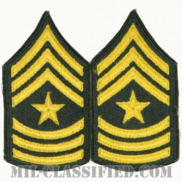 上級曹長（Sergeant Major (SGM)）[カラー（グリーン）/女性用/カットエッジ/階級章（1959-）/パッチ/ペア（2枚1組）]画像