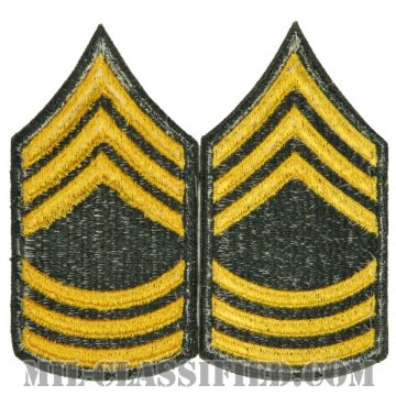 曹長（Master Sergeant (MSG)）[カラー（グリーン）/女性用/カットエッジ/階級章（1959-）/パッチ/ペア（2枚1組）]画像