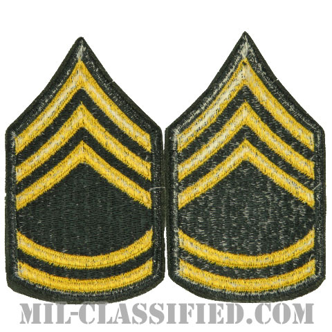 一等軍曹（Sergeant First Class (SFC)）[カラー（グリーン）/女性用/カットエッジ/階級章（1959-）/パッチ/ペア（2枚1組）]画像