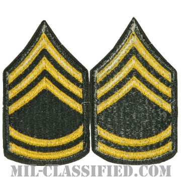 一等軍曹（Sergeant First Class (SFC)）[カラー（グリーン）/女性用/カットエッジ/階級章（1959-）/パッチ/ペア（2枚1組）]画像