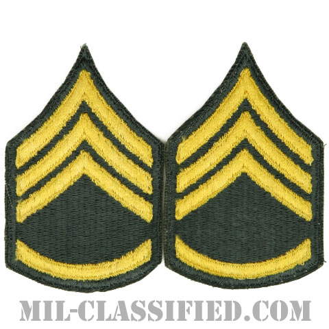 二等軍曹（Staff Sergeant (SSG)）[カラー（グリーン）/女性用/カットエッジ/階級章（1959-）/パッチ/ペア（2枚1組）]の画像
