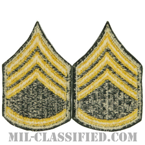 二等軍曹（Staff Sergeant (SSG)）[カラー（グリーン）/女性用/カットエッジ/階級章（1959-）/パッチ/ペア（2枚1組）]画像