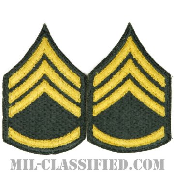 二等軍曹（Staff Sergeant (SSG)）[カラー（グリーン）/女性用/カットエッジ/階級章（1959-）/パッチ/ペア（2枚1組）]画像