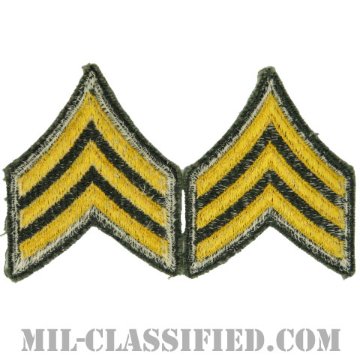 軍曹（Sergeant (SGT)）[カラー（グリーン）/女性用/カットエッジ/階級章（1959-）/パッチ/ペア（2枚1組）]画像
