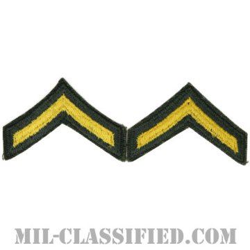 一等兵（Private Second Class (PV2)）[カラー（グリーン）/女性用/カットエッジ/階級章（1959-）/パッチ/ペア（2枚1組）]画像