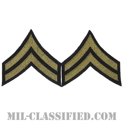 伍長（Corporal (CPL)）[ウール・フェルト生地刺繍タイプ/階級章（1920-1942）/パッチ/ペア（2枚1組）/中古1点物]の画像