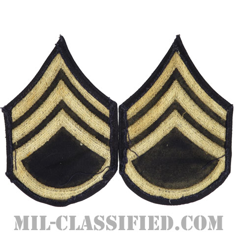 二等軍曹（Staff Sergeant (SSG)）[ツイル生地刺繍タイプ/階級章（1942-1948）/パッチ/ペア（2枚1組）/中古1点物]画像