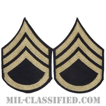 二等軍曹（Staff Sergeant (SSG)）[ツイル生地刺繍タイプ/階級章（1942-1948）/パッチ/ペア（2枚1組）/中古1点物]画像