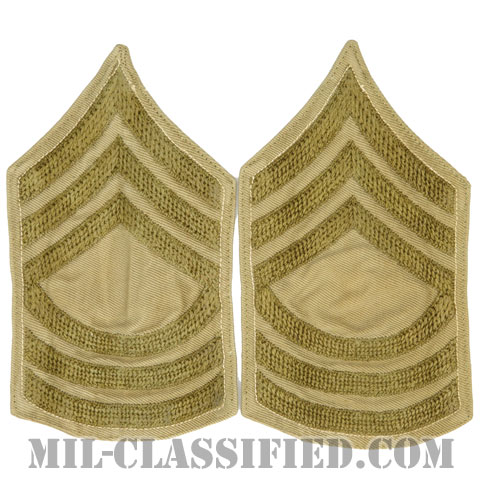 曹長（Master Sergeant (MSG)）[ツイル生地刺繍タイプ/カーキ/階級章（1920-1942）/パッチ/ペア（2枚1組）/中古1点物]の画像