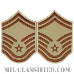上級曹長（Senior Master Sergeant）[デザート/メロウエッジ/空軍階級章（1991-）/Large（男性用）/パッチ/ペア（2枚1組）]画像