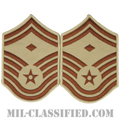 先任上級曹長（First Sergeant (E-8)）[デザート/メロウエッジ/空軍階級章（1991-）/Large（男性用）/パッチ/ペア（2枚1組）]画像