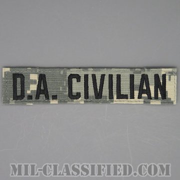 D.A.CIVILIAN（Department of The Army Civilians/合衆国陸軍省民間・軍属・非戦闘員） [UCP（ACU）/ブラック刺繍/ネームテープ/ベルクロ付パッチ]画像