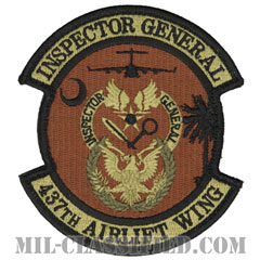 第437空輸航空団 (インスペクター:監察官)（437th Airlift Wing, Inspector General）[OCP/メロウエッジ/ベルクロ付パッチ]の画像