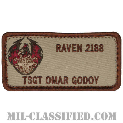 OMAR GODOY技能軍曹 (航空機動軍団フェニックスレイヴン治安部隊)（TSGT OMAR GODOY RAVEN 2188）[デザート/ネームタグ/メロウエッジ/ベルクロ付パッチ]の画像
