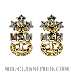 海軍最先任上等兵曹（Master Chief Petty Officer of the Navy）[カラー/襟用ミニサイズ/階級章/バッジ/ペア（2個1組）]の画像