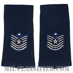 先任曹長（First Sergeant (E-7)）[空軍ブルー/ショルダー階級章（-1991）/ロングサイズ肩章/ペア（2枚1組）]画像