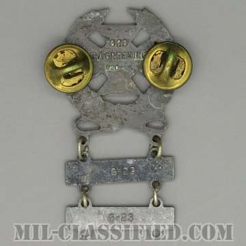 射撃技術章 (エキスパート)（Marksmanship Badge, Expert）[カラー/1960s/燻し銀（銀張り・Silver Filled）/バッジ/中古1点物（バー2個付）]画像