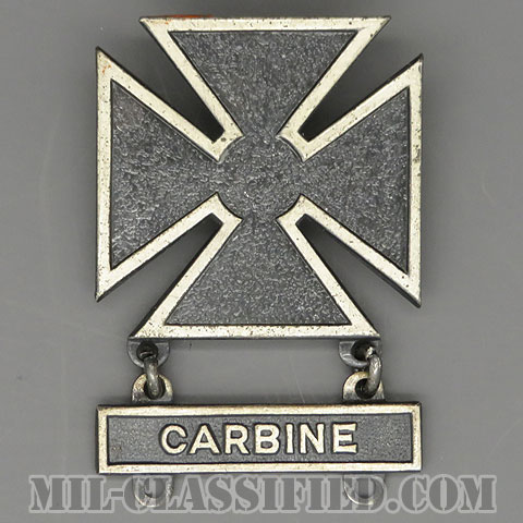 射撃技術章 (マークスマン)（Marksmanship Badge, Marksman）[カラー/1940s/燻し銀（純銀・STERLING）/バッジ（ピンバック）/中古1点物（バー1個付）]の画像