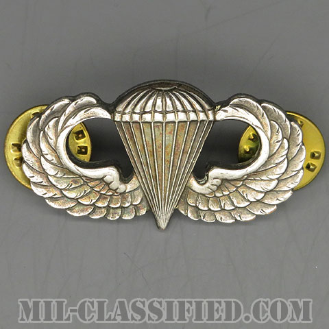 空挺章 (ベーシック)（Parachutist Badge, Basic）[カラー/1960s/鏡面仕上げ（銀張り・Silver Filled）/バッジ/中古1点物]の画像