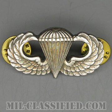 空挺章 (ベーシック)（Parachutist Badge, Basic）[カラー/1960s/鏡面仕上げ（銀張り・Silver Filled）/バッジ/中古1点物]画像