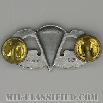 空挺章 (ベーシック)（Parachutist Badge, Basic）[カラー/1960s/燻し銀（銀張り・Silver Filled）/バッジ/中古1点物]画像