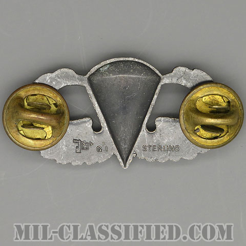 空挺章 (ベーシック)（Parachutist Badge, Basic）[カラー/1950s/燻し銀（純銀・STERLING）/バッジ/中古1点物]画像