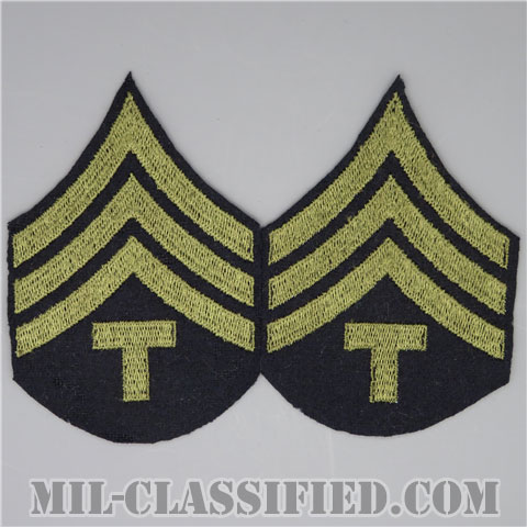 技術軍曹 (T/4)（Technician 4th Grade）[ウール・フェルト生地刺繍タイプ/階級章（1942-1948）/パッチ/ペア（2枚1組）/中古1点物]の画像