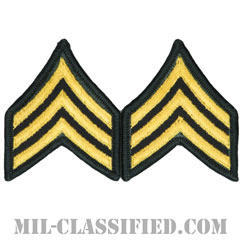 軍曹Sergeant (SGT)）[カラー（グリーン）/階級章（女性用）/-1996/パッチ/ペア（2枚1組）]画像