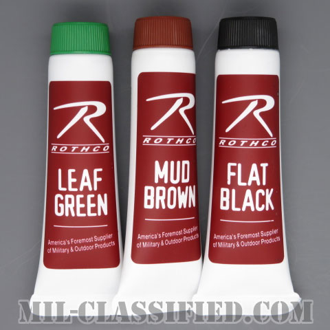 米軍 カモフラージュ フェイスペイント 3本セット (ブラック・グリーン・ブラウン各1本) チューブタイプの画像