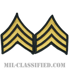軍曹（Sergeant (SGT)）[カラー（グリーン）/階級章（女性用）/1996-/パッチ/ペア（2枚1組）]画像