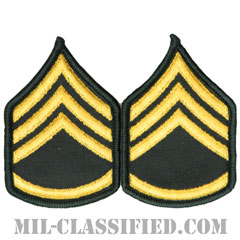 二等軍曹（Staff Sergeant (SSG)）[カラー（グリーン）/階級章（女性用）/-1996/パッチ/ペア（2枚1組）]画像