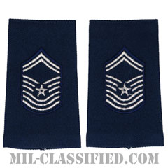 最上級曹長（Chief Master Sergeant）[空軍ブルー/ショルダー階級章（-1991）/ショートサイズ肩章/ペア（2枚1組）]画像