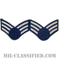 上等空兵（Senior Airman）[カラー/メロウエッジ/空軍階級章（-1991）/Large（男性用）/パッチ/ペア（2枚1組）]の画像