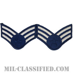 上等空兵（Senior Airman）[カラー/メロウエッジ/空軍階級章（-1991）/Large（男性用）/パッチ/ペア（2枚1組）]画像