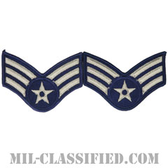 軍曹（Sergeant）[カラー/メロウエッジ/空軍階級章（-1991）/Large（男性用）/パッチ/ペア（2枚1組）]の画像